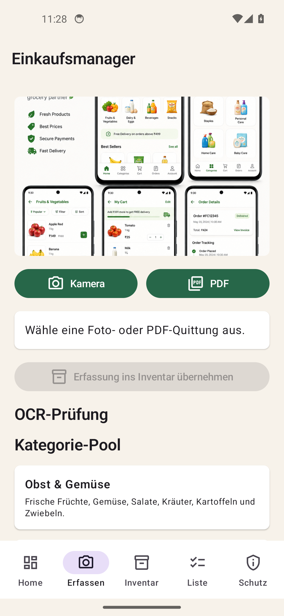 Einkaufsmanager receipt capture