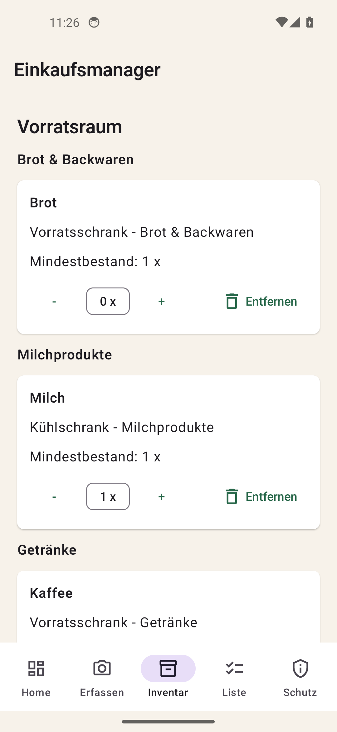 Einkaufsmanager inventory
