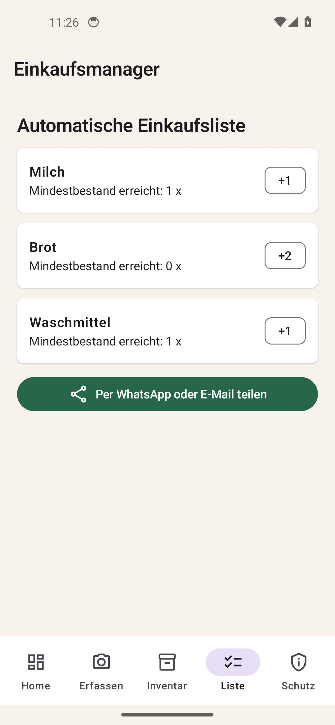 Einkaufsmanager shopping list