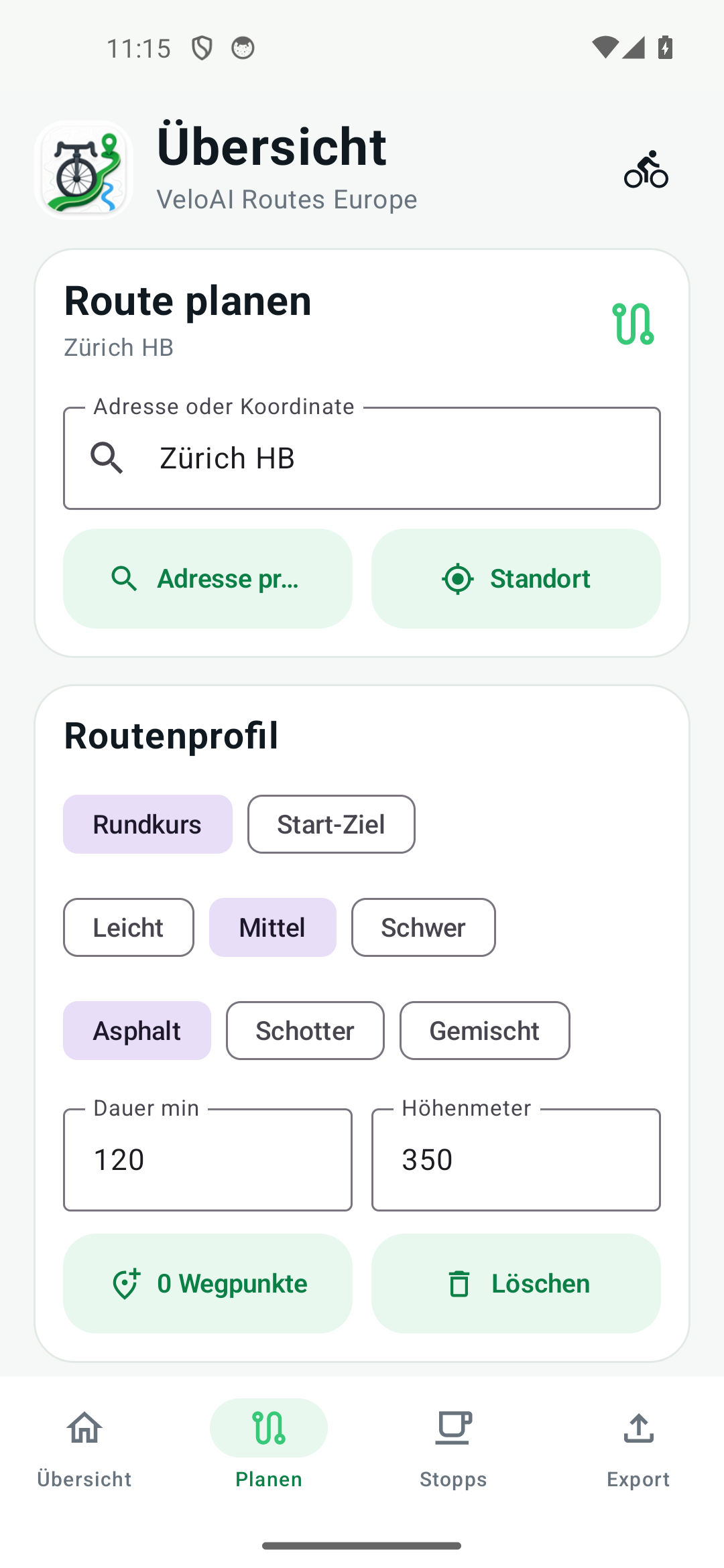 VeloAI real planning form